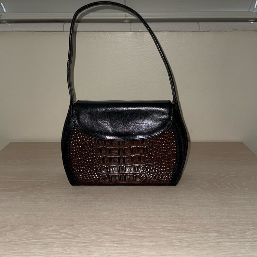 Brahmin Black and Brown Shoulder Bag with Sleek Design
